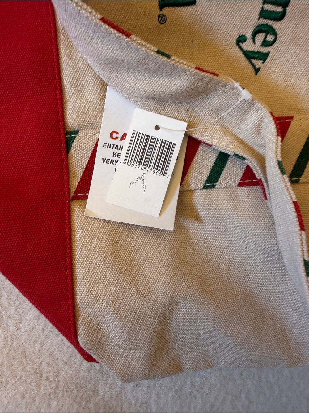 NWT Disney World Holiday Canvas Tote Bag 1971 Red Green Striped Christmas Tote - Picture 8 of 10
